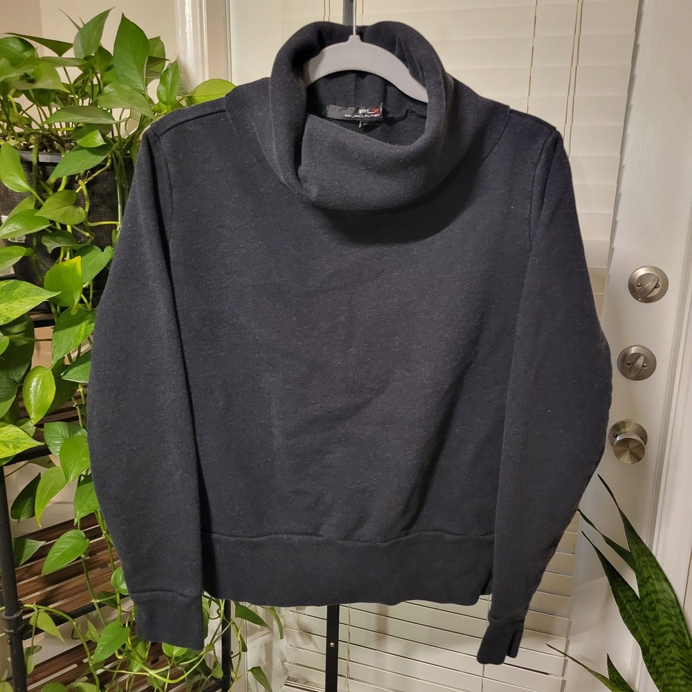 RLX Ralph Lauren Black Cowl Neck Cotton Sweatshirt Womens Large